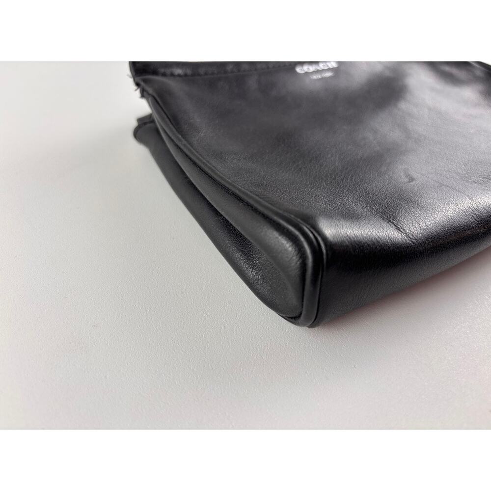 Coach Black Leather Wristlet Clutch Small Purse Tassel Zip 8" x 5.5" - Picture 7 of 9